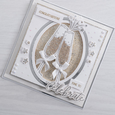 Learn how to make your own Champagne Glasses congratulations greetings card using our free card-making tutorial which is perfect for engagements, new jobs or promotions.