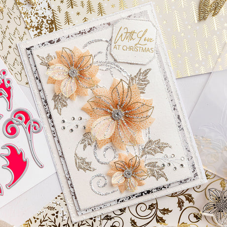 Chloe's Creative Cards 5x7 3D Embossing Folder, Stamp & Metal Die Set - Christmas Rose