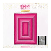 Chloes Creative Cards 8x8” Metal Die Set – Scalloped & Pierced Rectangles