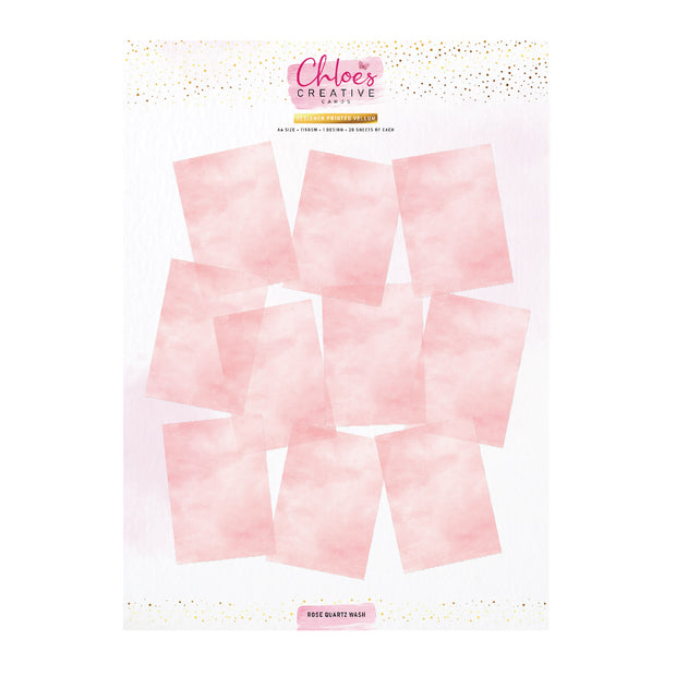 Chloes Creative Cards Designer Printed Vellum (A4) (20 Sheets) - Rose Quartz Wash