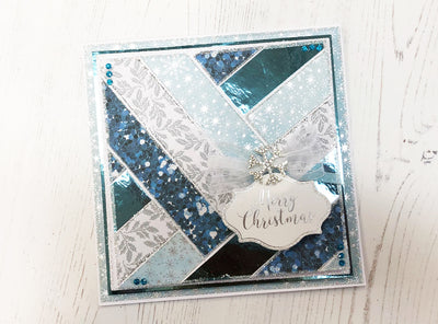 How to Make a Blue Patchwork Christmas Card