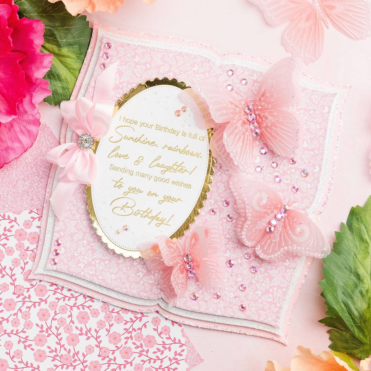 Fancy Pink Butterflies - Pretty Peonies Card Tutorial