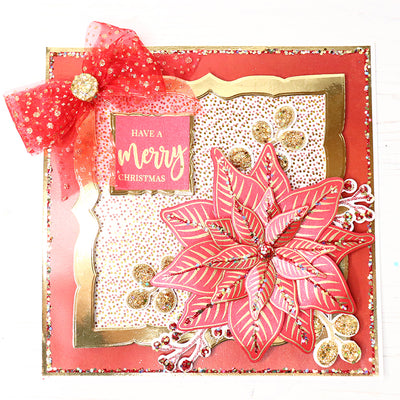 12 Projects of Christmas Day 1 - Red Poinsettia Christmas Cardmaking Project by Glynis Bakewell