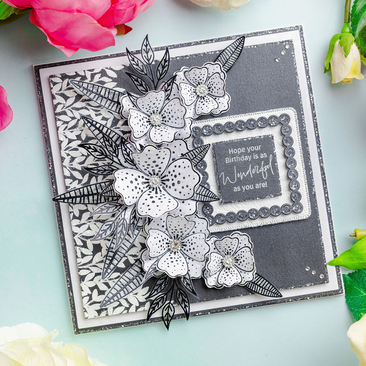 Monochrome Blooms - Botanical Blooms Card Tutorial