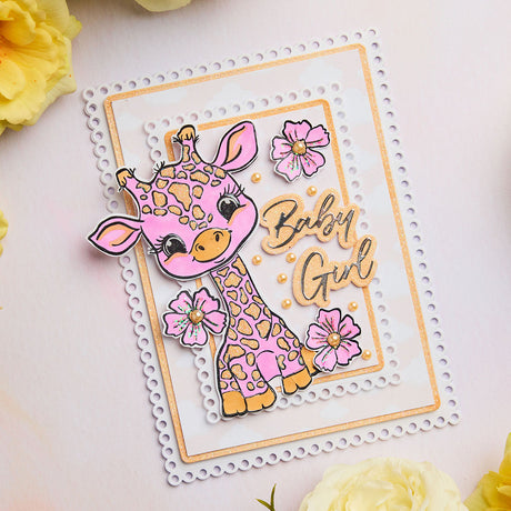 Pink Baby Giraffe - Baby Collection Card Tutorial