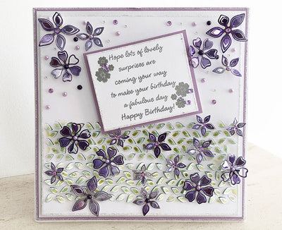 How to Make a Purple Flower and Leaf Birthday Card