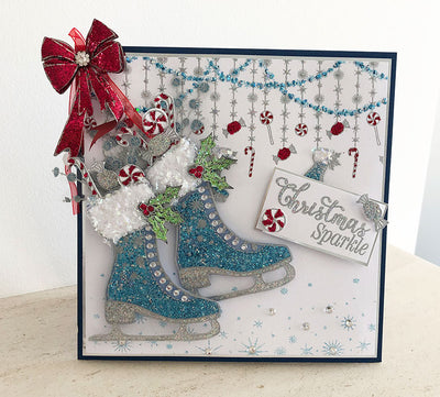 How to Make a Sparkly Ice Skate Christmas Card