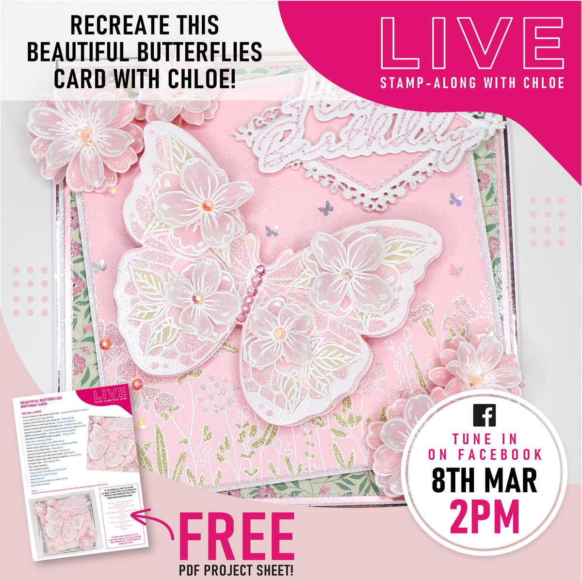 Express Card Beautiful Stamp-Along Card Tutorial - Beautiful Butterflies – Chloes Creative Cards