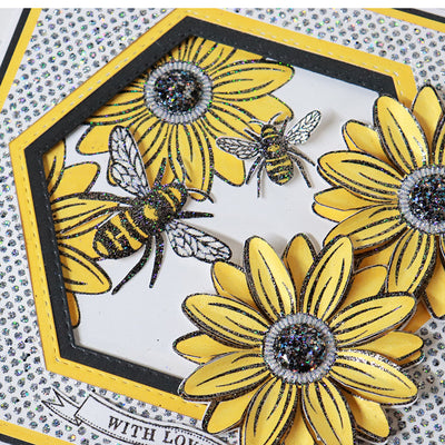 How to Make Yellow Sunflowers and Bees Card