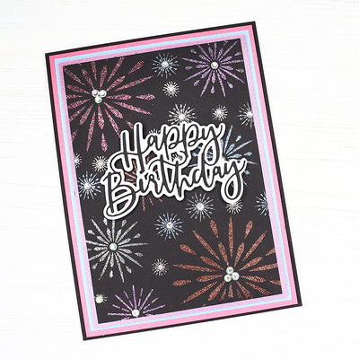 How to use the Flowerburst Elements Stamps onto Black Card