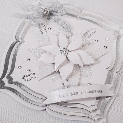 12 Projects of Christmas Day 11 - White and Silver Poinsettia Cardmaking Project by Rebecca Houghton