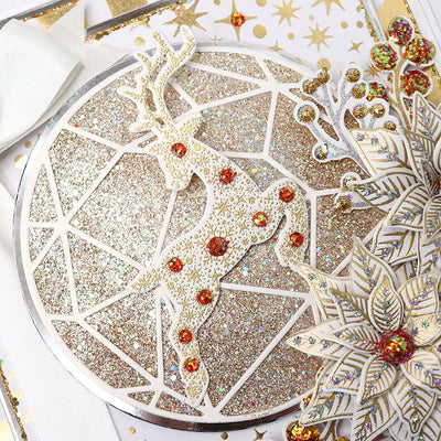 Glittering Gold Reindeer Christmas Card by Glynis Bakewell