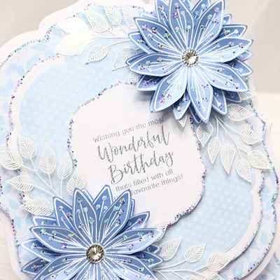 Pretty Blue Clematis Fancy Oval Easel Card