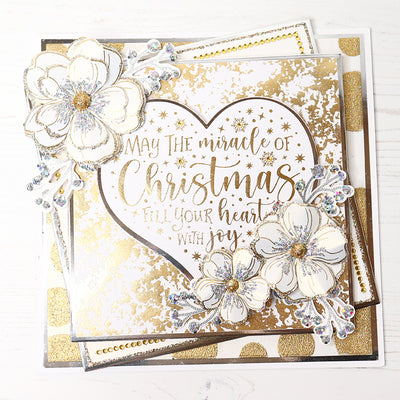 Glittering Gold May the Miracle of Christmas Heart Card by Glynis Bakewell