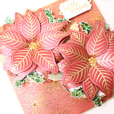 12 Project of Christmas Day 12 - Grande Poinsettia Christmas Card by Rebecca Houghton
