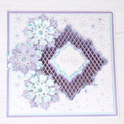 12 Projects of Christmas Day 5 - Glitzy Snowflakes Amethyst and Aqua Card by Rebecca Houghton