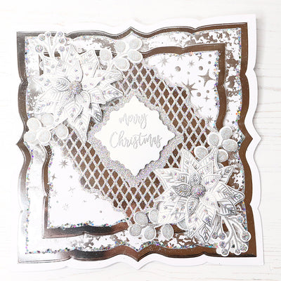 Sparkling Silver Merry Christmas Trellis Cardmaking Project by Glynis Bakewell