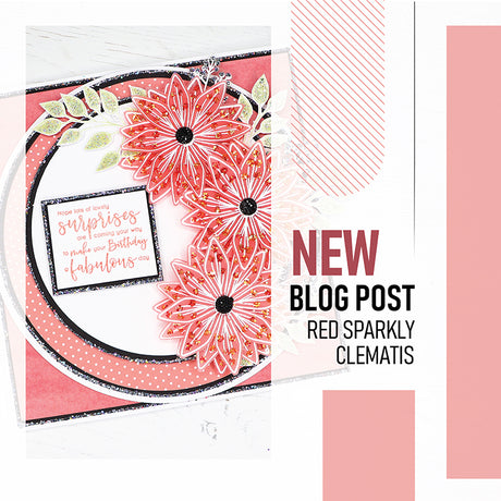 How to Make Red Sparkly Clematis Card
