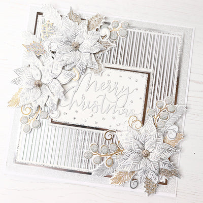 12 Projects of Christmas Day 4 - Sparkling Silver Poinsettia Christmas Card by Glynis Bakewell