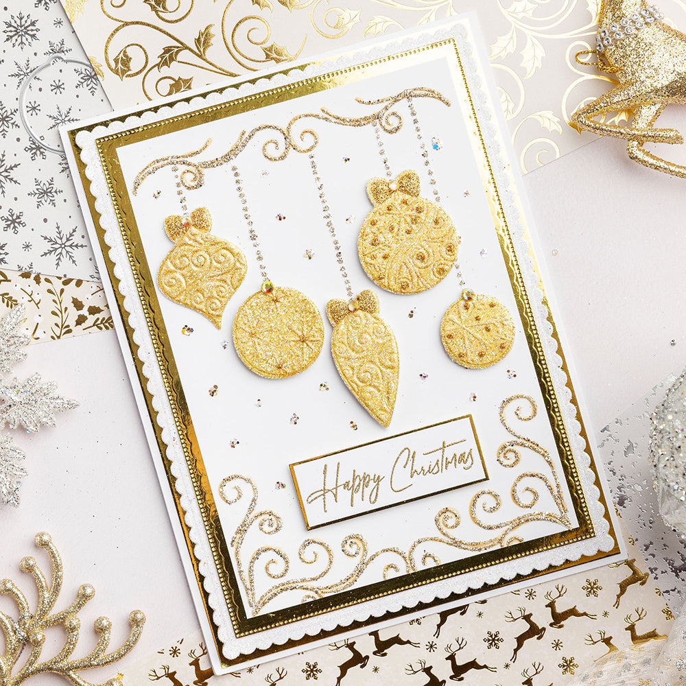 Chloe's Creative Cards 5x7 3D Embossing Folder & Metal Die Set - Hanging Baubles
