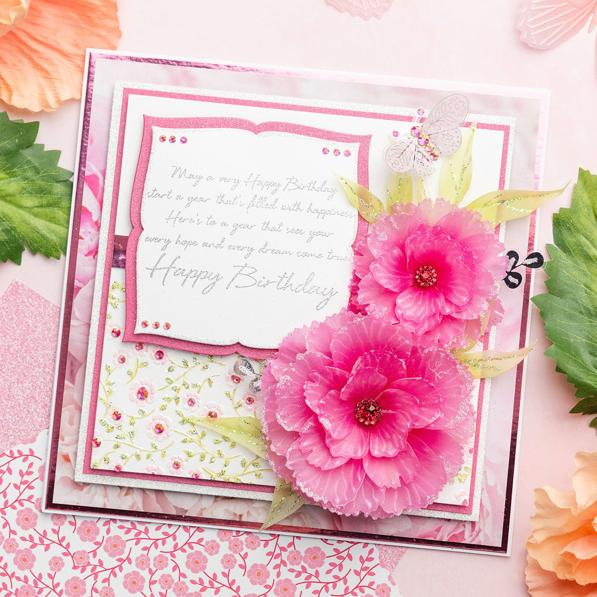 Chloe's Creative Cards 5x7 3D Embossing Folder & Metal Die - Peony Flower
