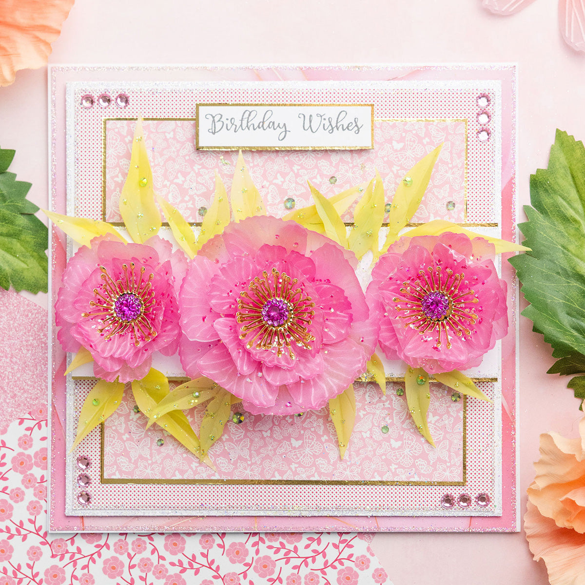 Chloe's Creative Cards Peony - 3D Embossing Folder, Die & Vellum Bundle