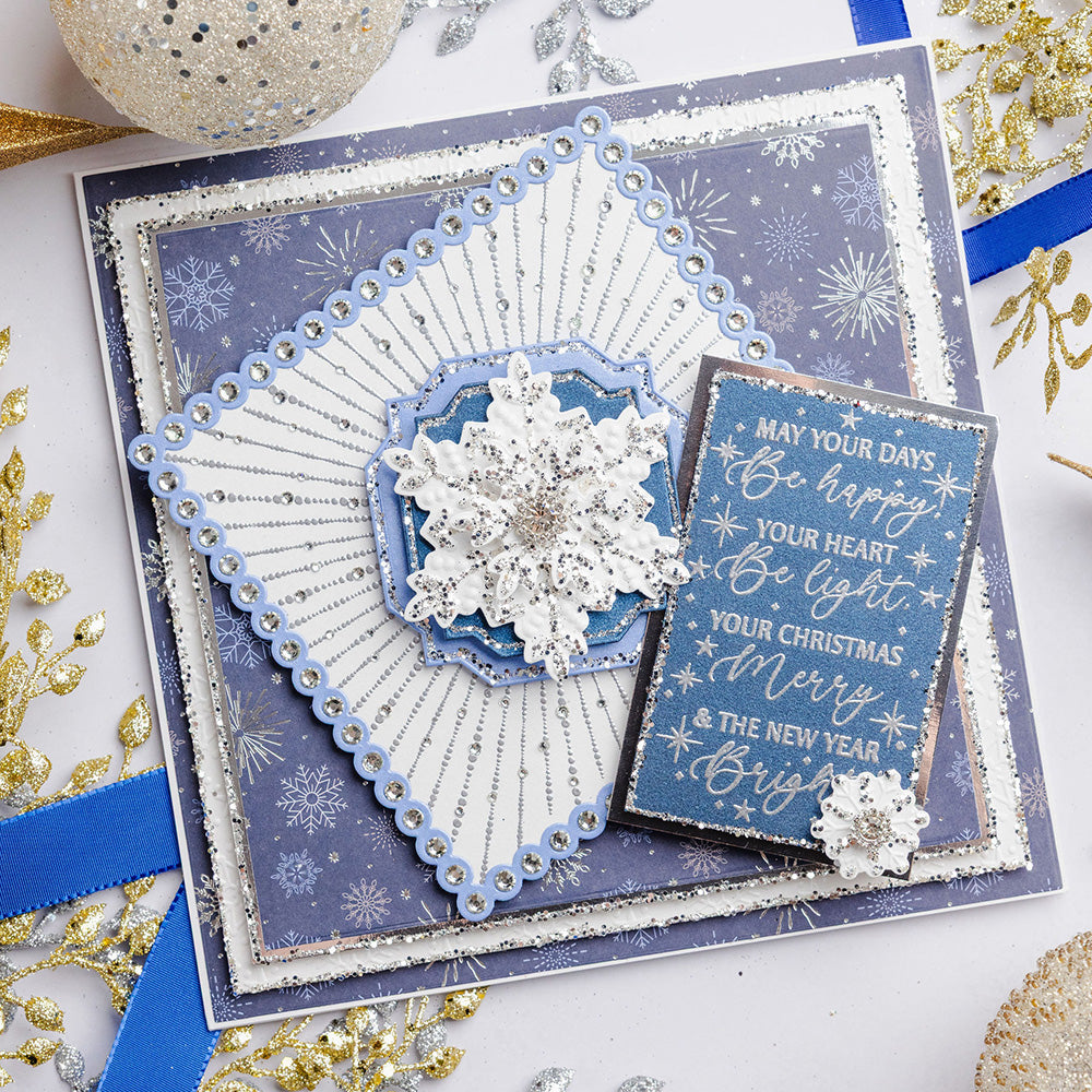 Chloe's Creative Cards 5x7 3D Embossing Folder & Metal Die Set - Sparkling Snowflakes
