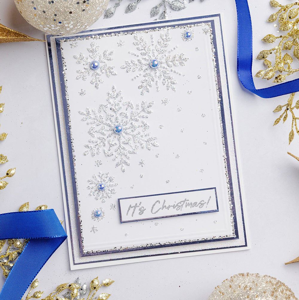Chloe's Creative Cards 5x7 3D Embossing Folder & Metal Die Set - Sparkling Snowflakes