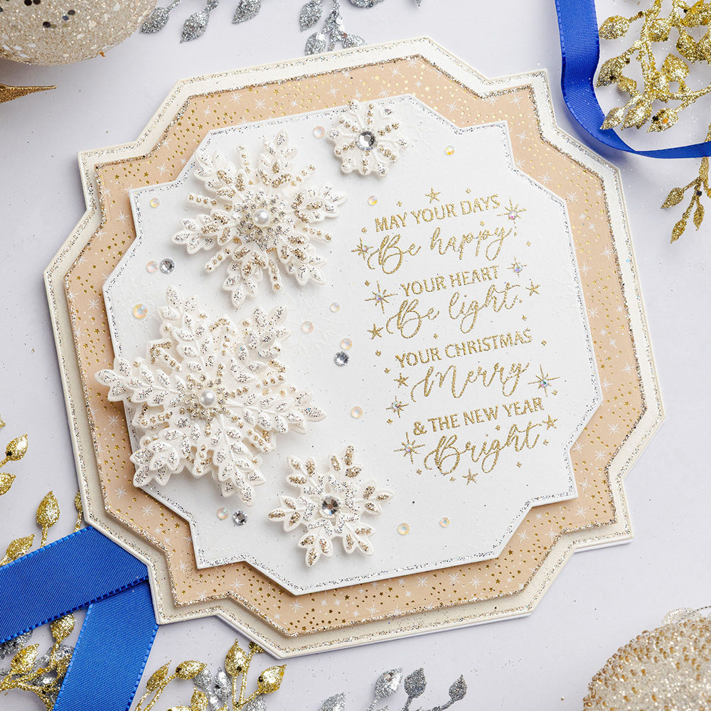 Chloe's Creative Cards 5x7 3D Embossing Folder & Metal Die Set - Sparkling Snowflakes