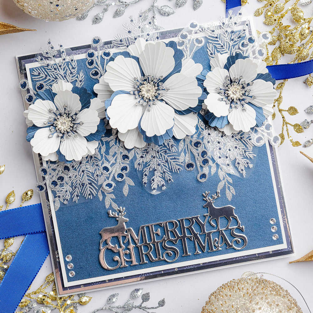 Chloe's Creative Cards 5x7 3D Embossing Folder & Metal Die Set - Winter Bloom Flower