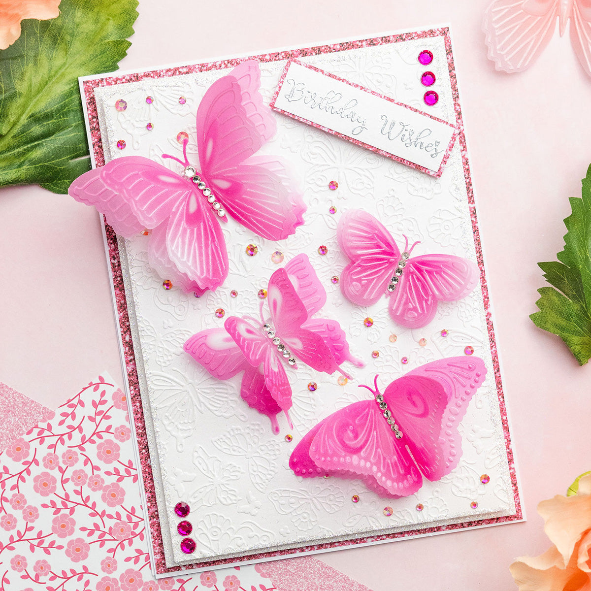 Chloe's Creative Cards Delightful Butterflies - 3D Embossing Folder, Die, Stamp & Vellum Bundle
