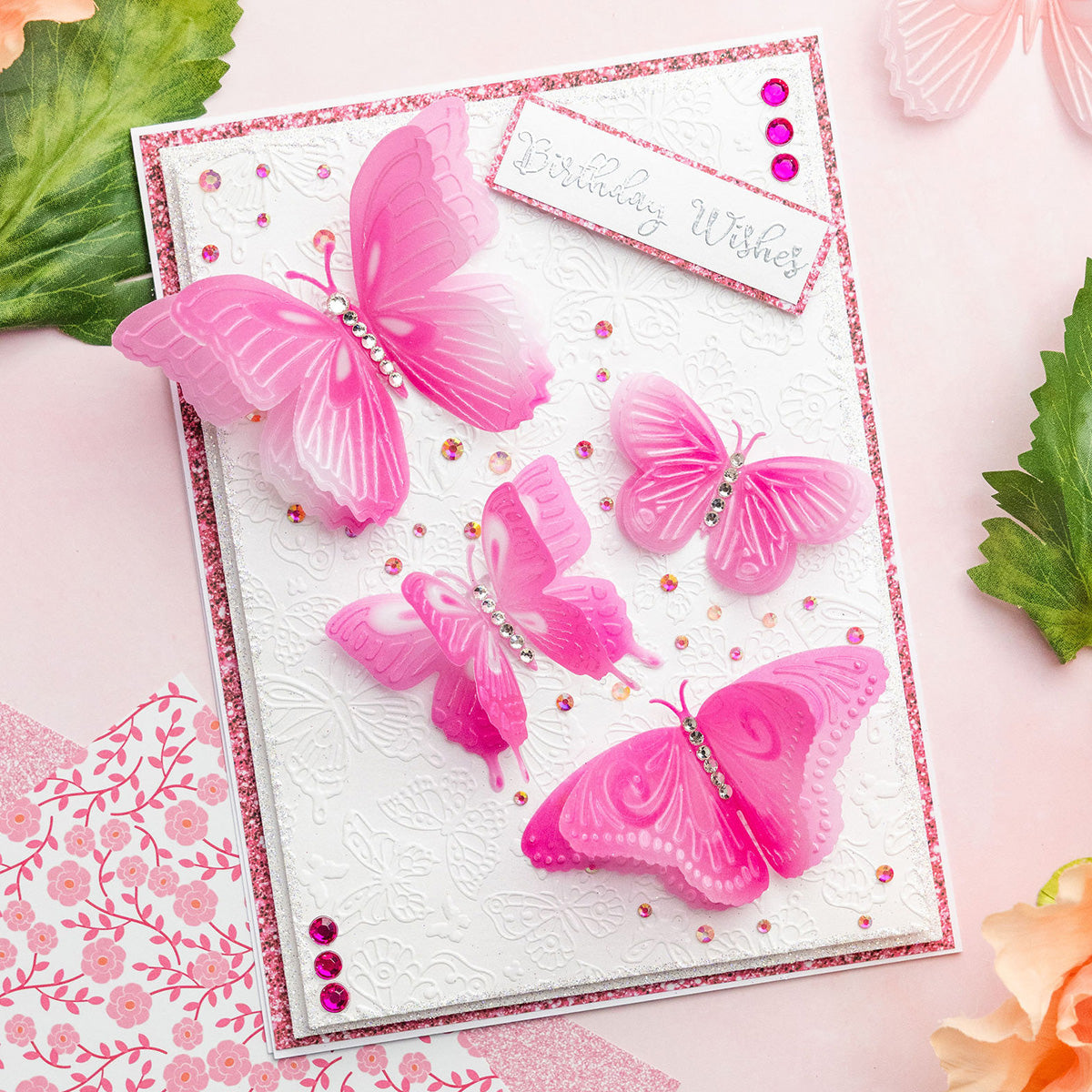 Chloe's Creative Cards - 8x8" 2D Embossing Folder - Butterfly Background