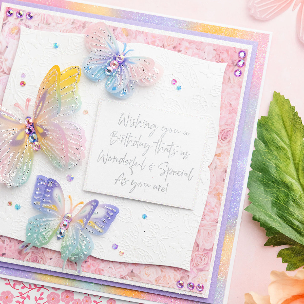 Chloe's Creative Cards - 8x8" 2D Embossing Folder - Butterfly Background