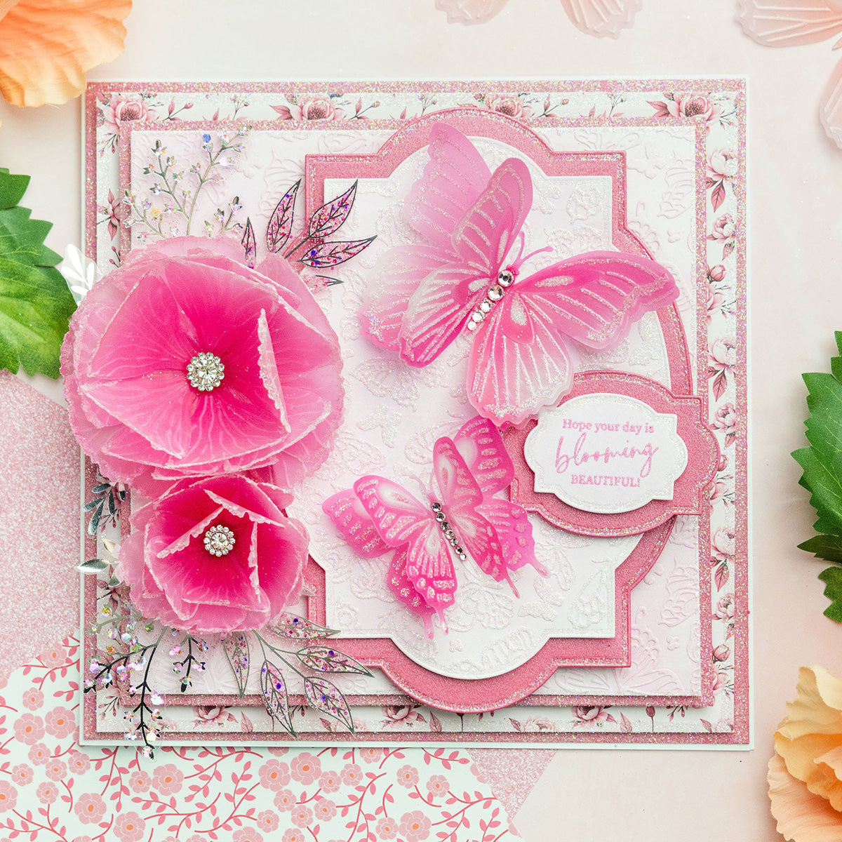 Chloe's Creative Cards - 8x8" 2D Embossing Folder - Butterfly Background