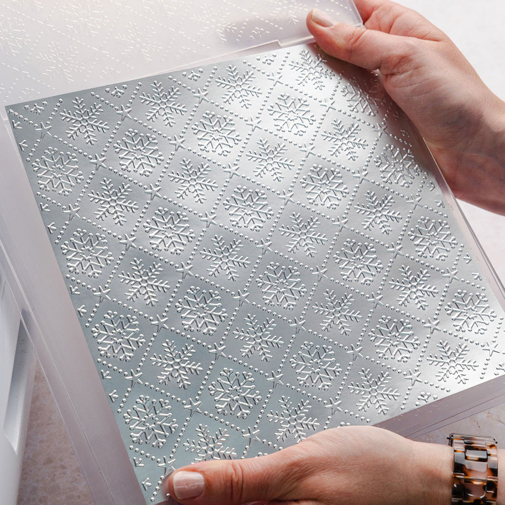 Chloe's Creative Cards - 8x8" 2D Embossing Folder - Snowflake Lattice