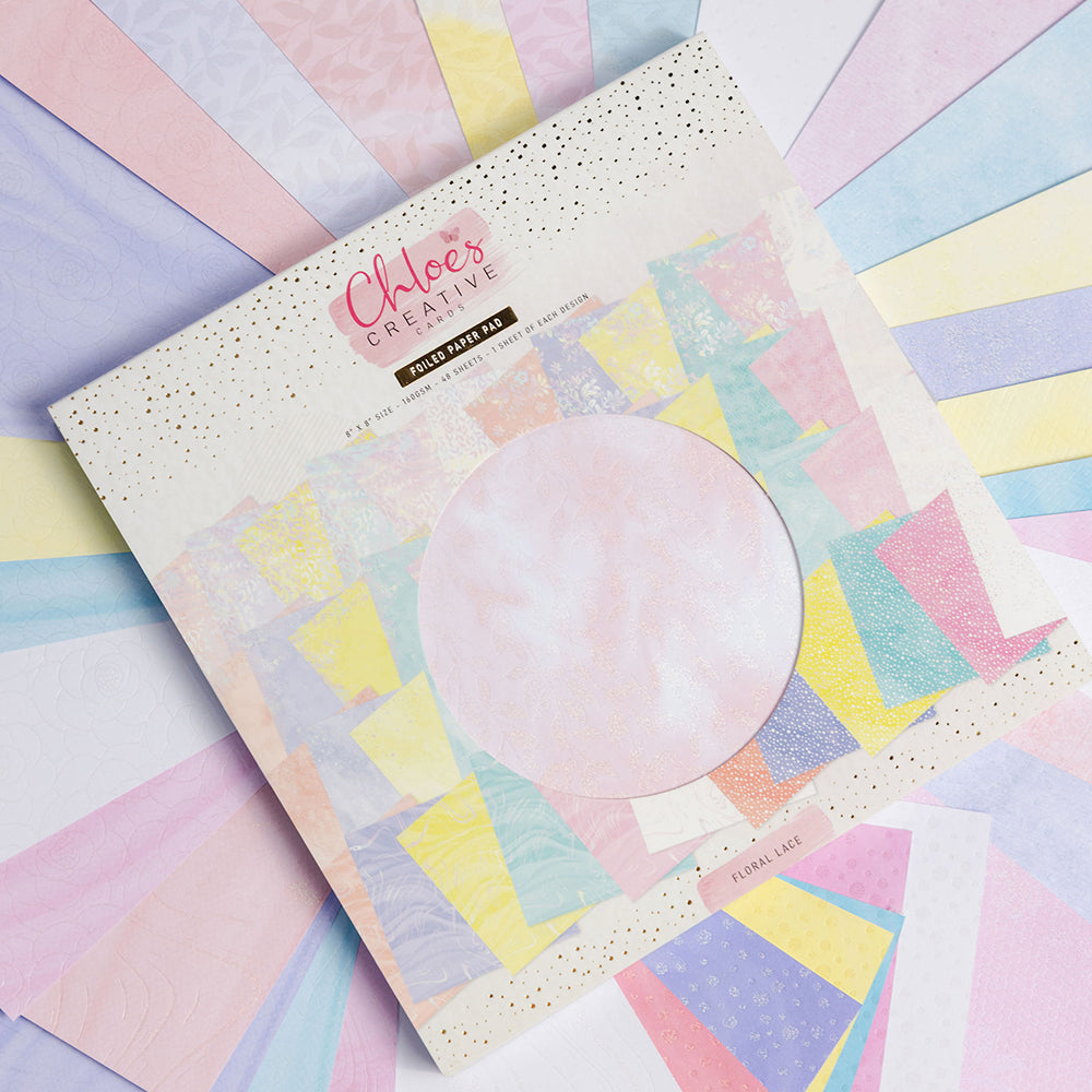 Chloe's Creative Cards Foiled Paper Pad (8 x 8) - Floral Lace