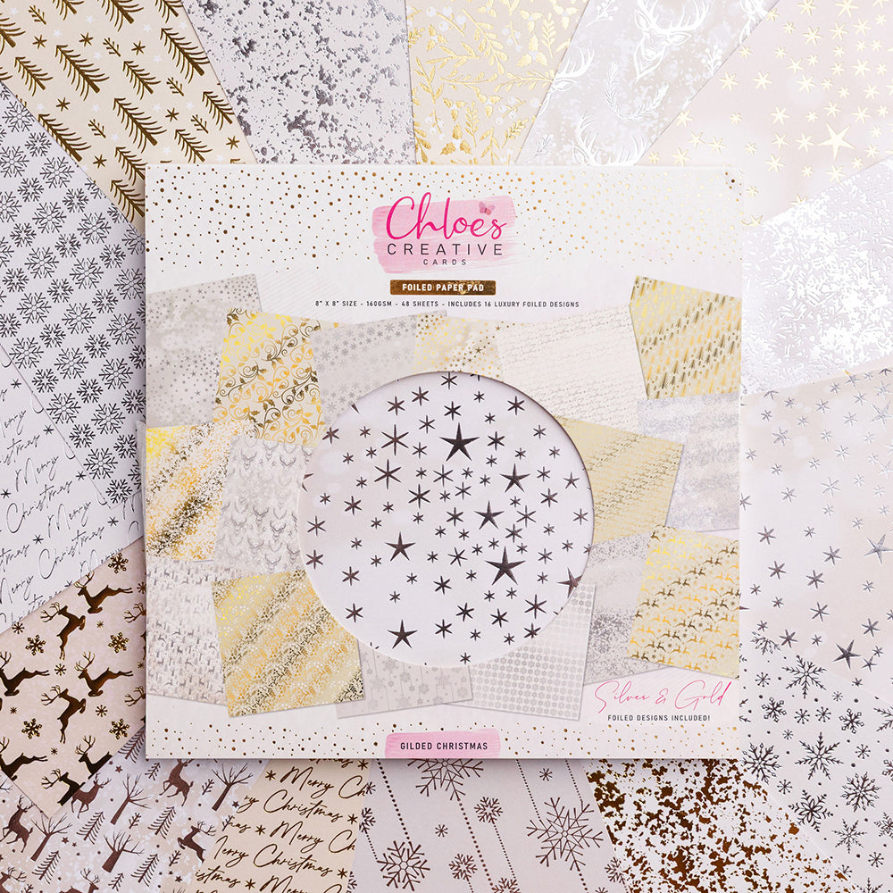 Chloe's Creative Cards Foiled Paper Pad (8 x 8) - Gilded Christmas