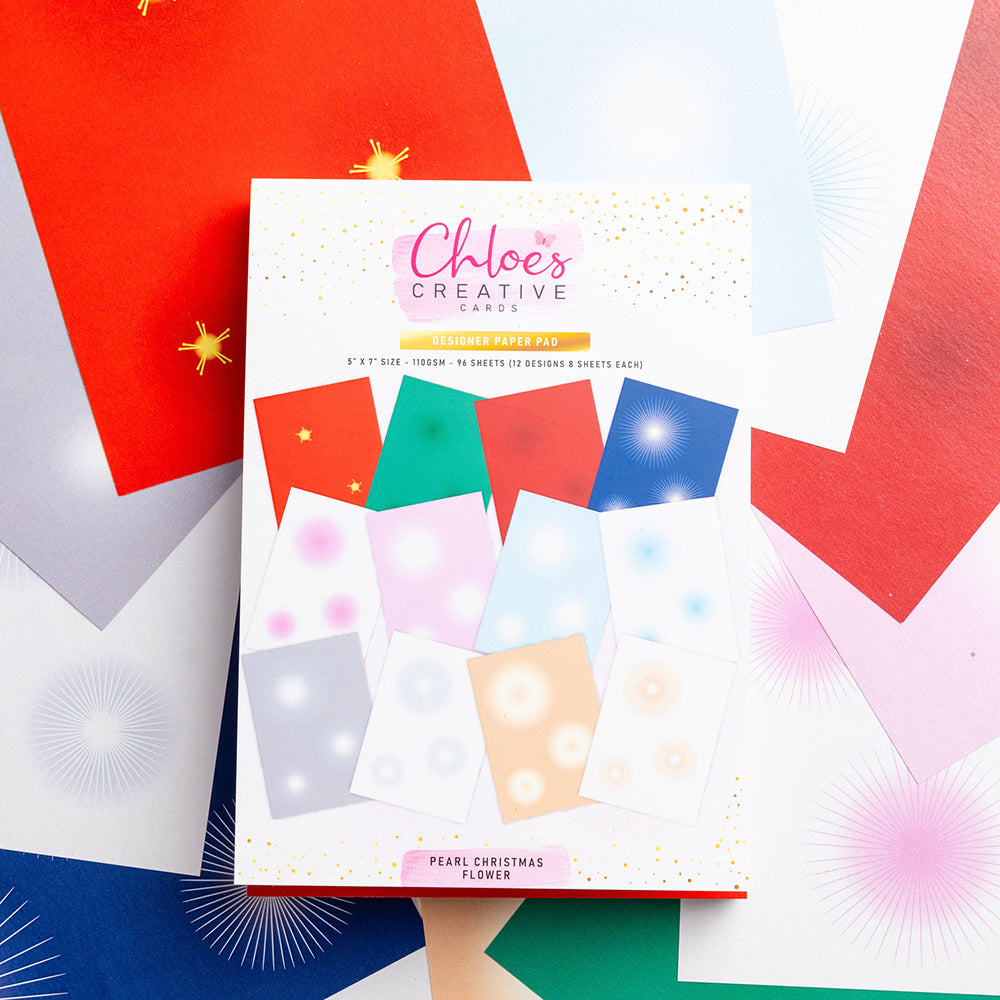 Chloe's Creative Cards Designer Printed Pearl Paper Pad (5x7) - Christmas Flowers