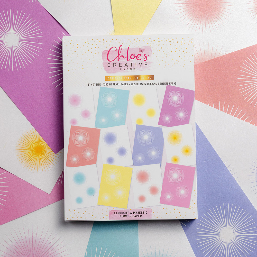 Chloe's Creative Cards Designer Printed Pearl Paper Pad (5x7) - Exquisite & Majestic Flowers