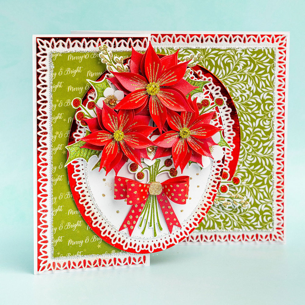 Chloe's Creative Cards 8x8 Designer Printed Paper Pad - Christmas Flowers and Foliage
