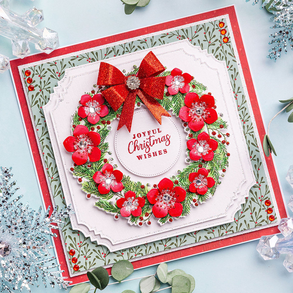 Chloe's Creative Cards 8x8 Designer Printed Paper Pad - Christmas Flowers and Foliage