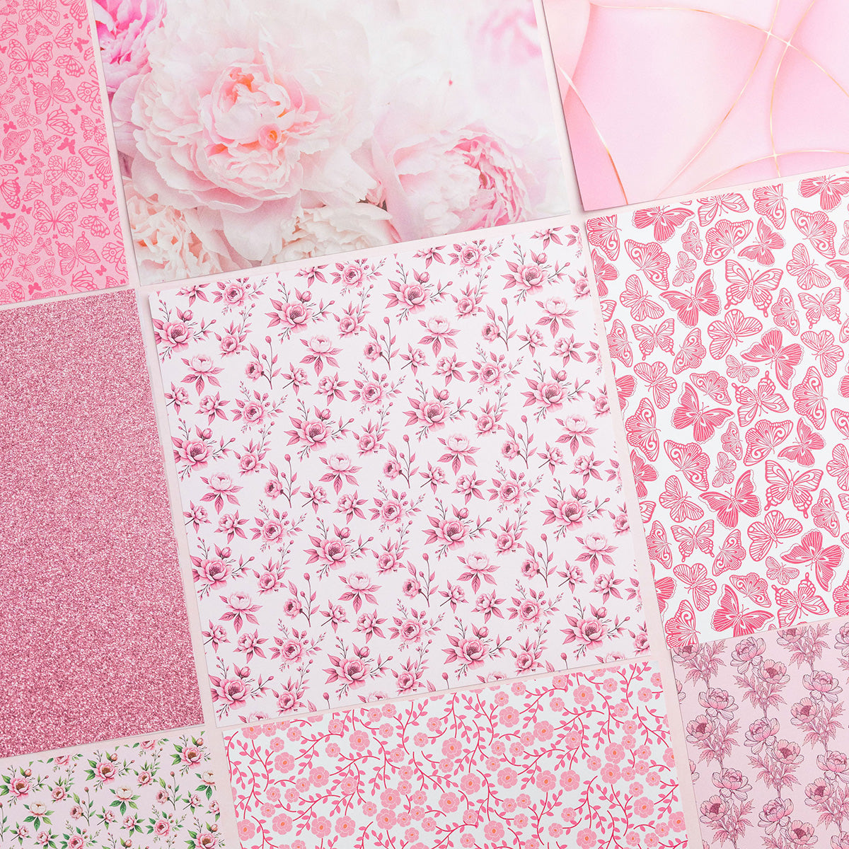 Chloe's Creative Cards 8x8 Designer Printed Paper Pad - Pretty Peonies