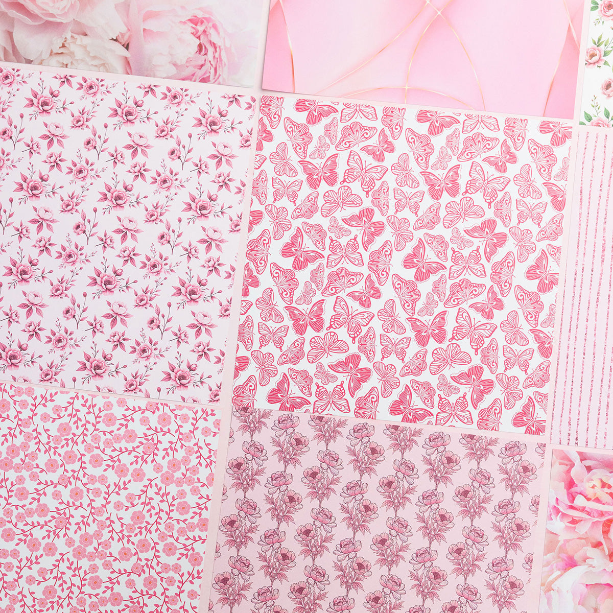 Chloe's Creative Cards 8x8 Designer Printed Paper Pad - Pretty Peonies