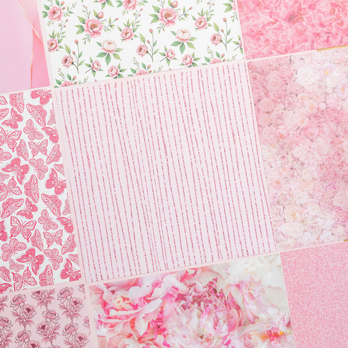 Chloe's Creative Cards 8x8 Designer Printed Paper Pad - Pretty Peonies