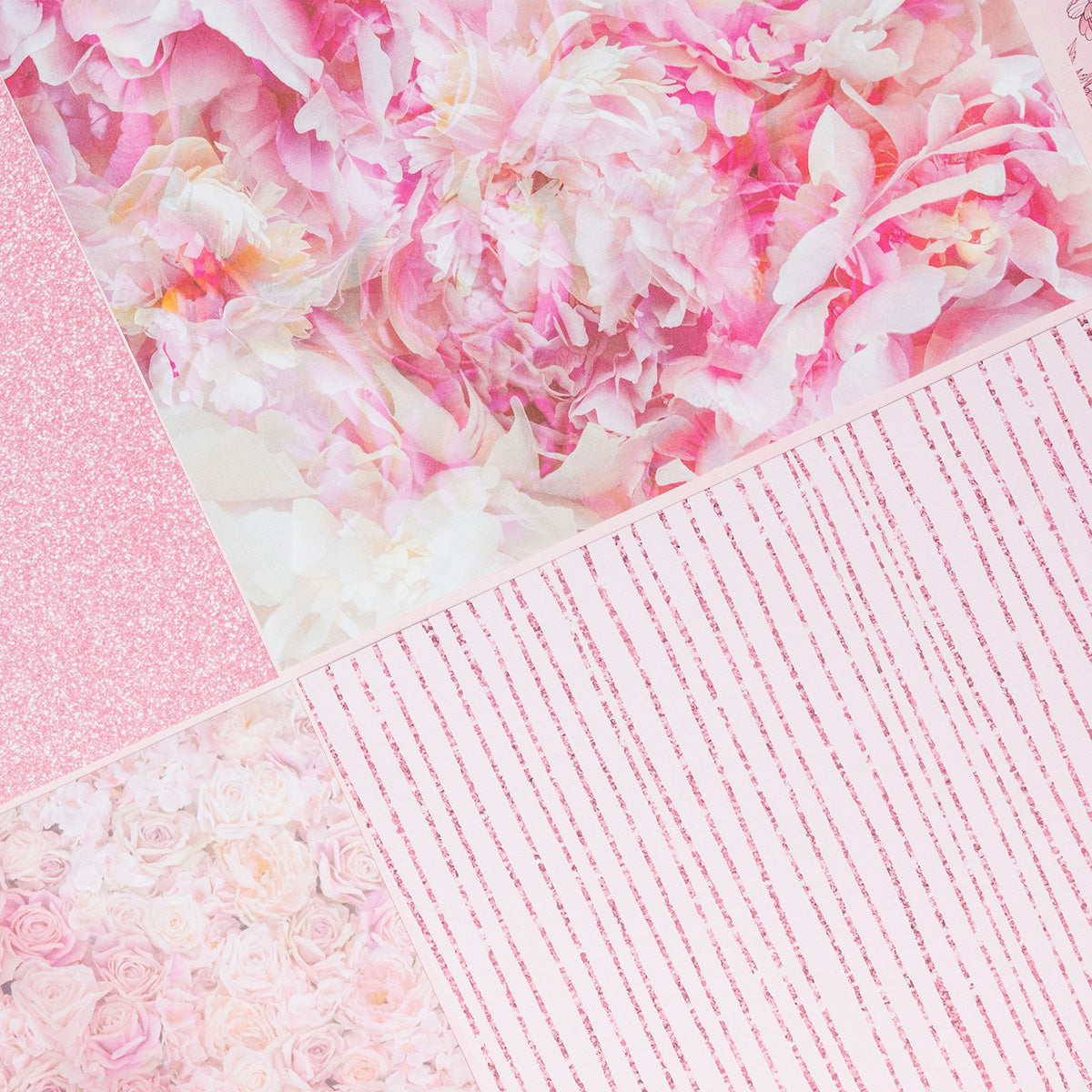 Chloe's Creative Cards 8x8 Designer Printed Paper Pad - Pretty Peonies