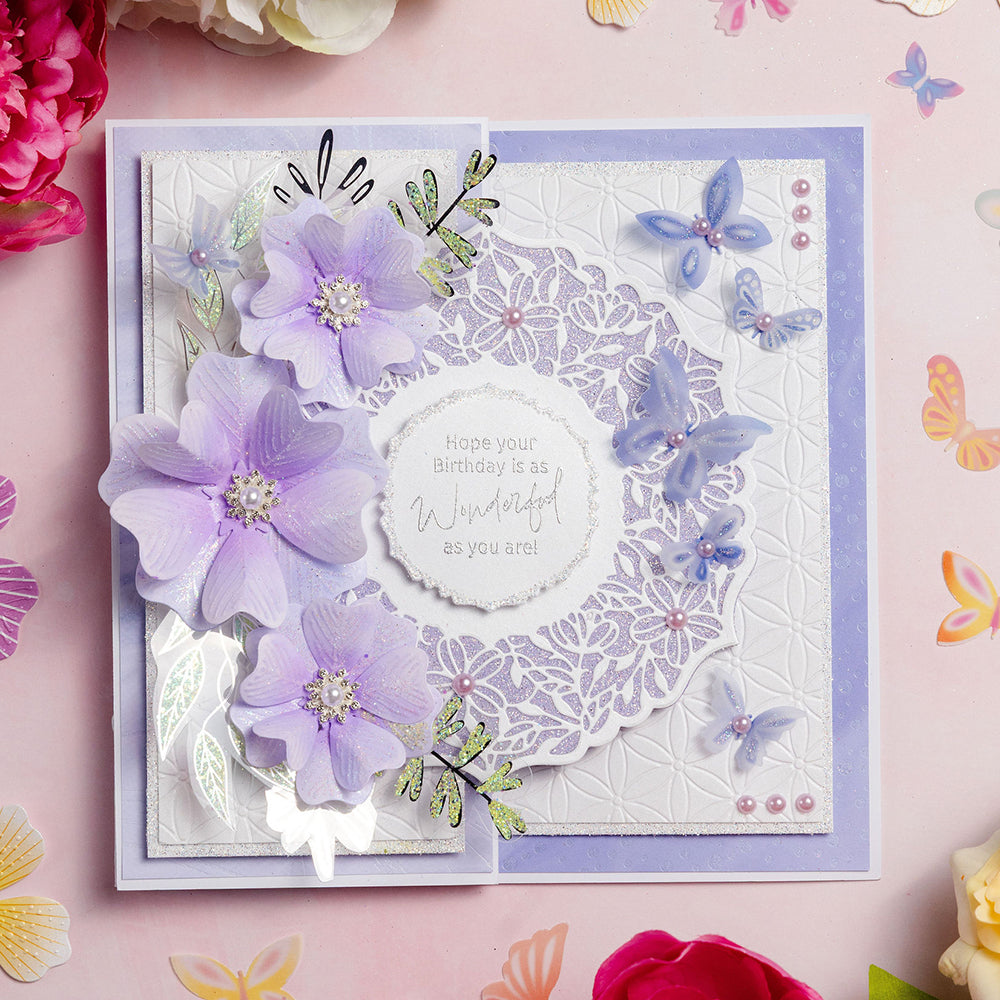 Chloe's Creative Cards Designer Printed Vellum Pad (4.5" x 6.5") - Tiny Butterfly Embellishments