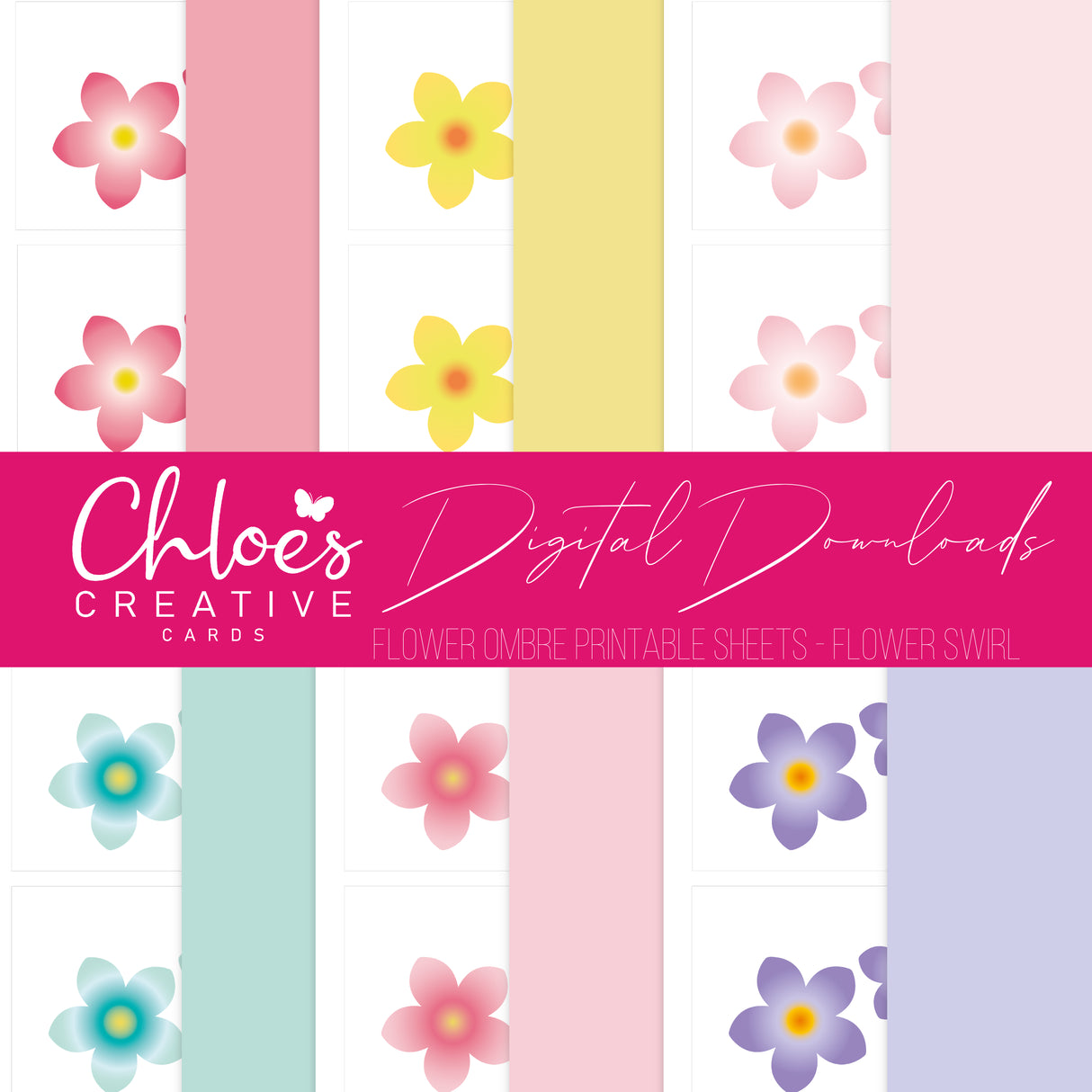 Digital Download - Flower Swirl Printable Papers