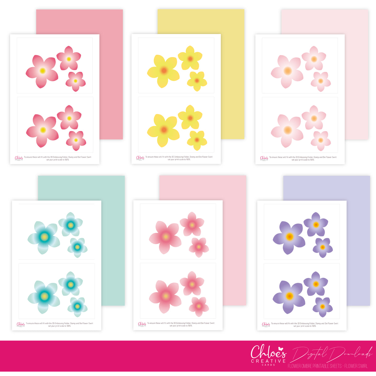 Digital Download - Flower Swirl Printable Papers