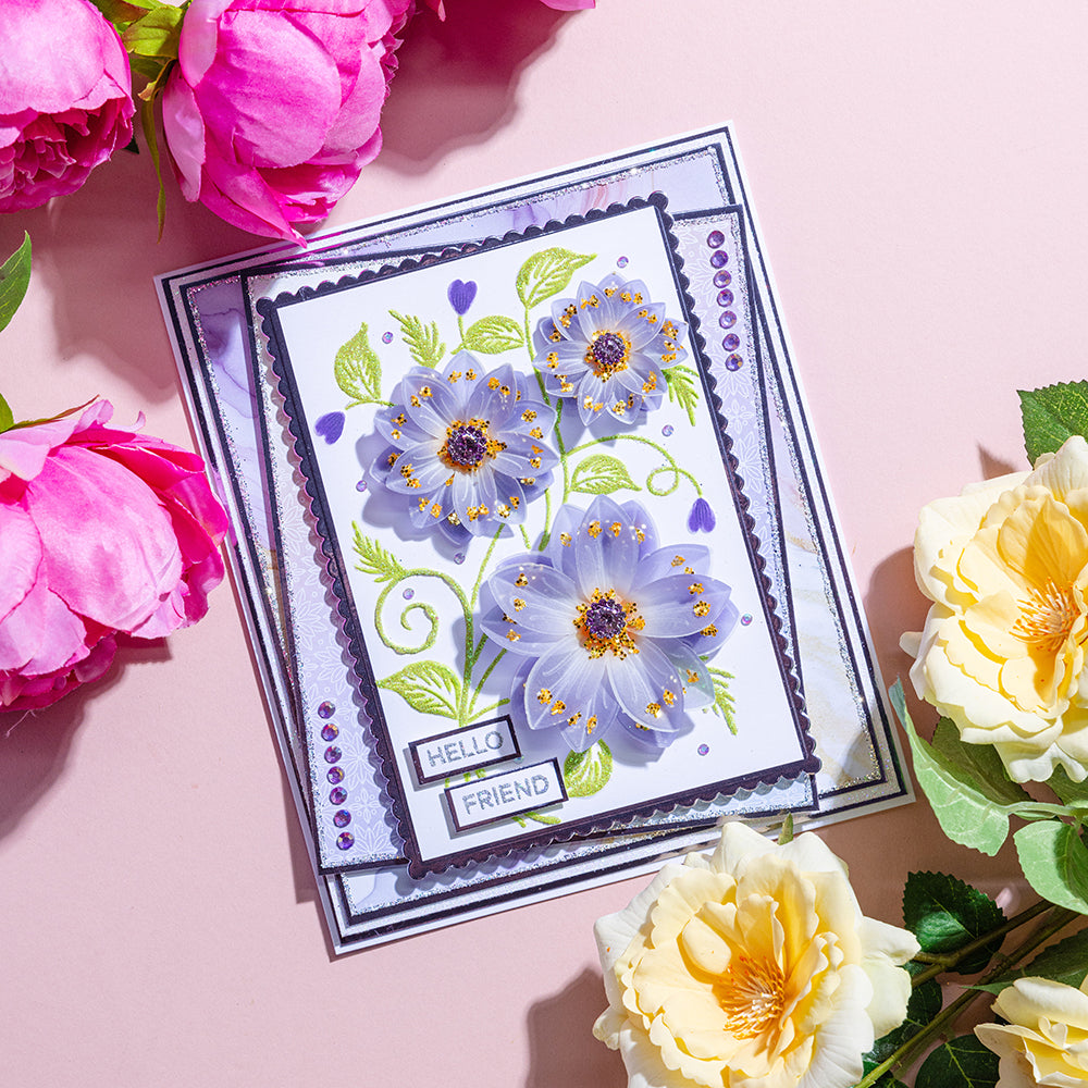 Chloe's Creative Cards 3D-Prägefolder, Stempel und Metall-Stanzset, 5 x 7 Zoll, Blumenwirbel