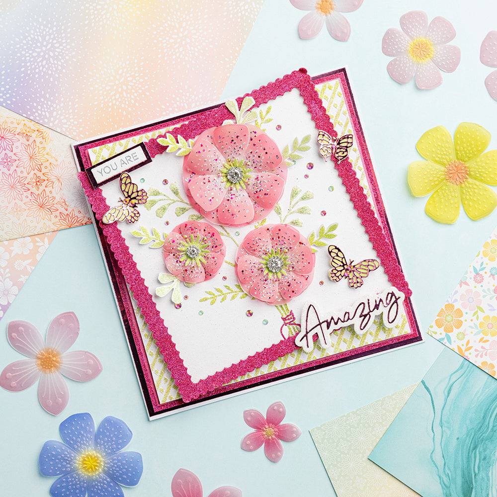 Chloe's Creative Cards 3D-Prägefolder, Stempel und Metall-Stanzset, 5 x 7 Zoll, Blumenstrauß